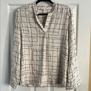Women's Cream and Black Geometric Top
